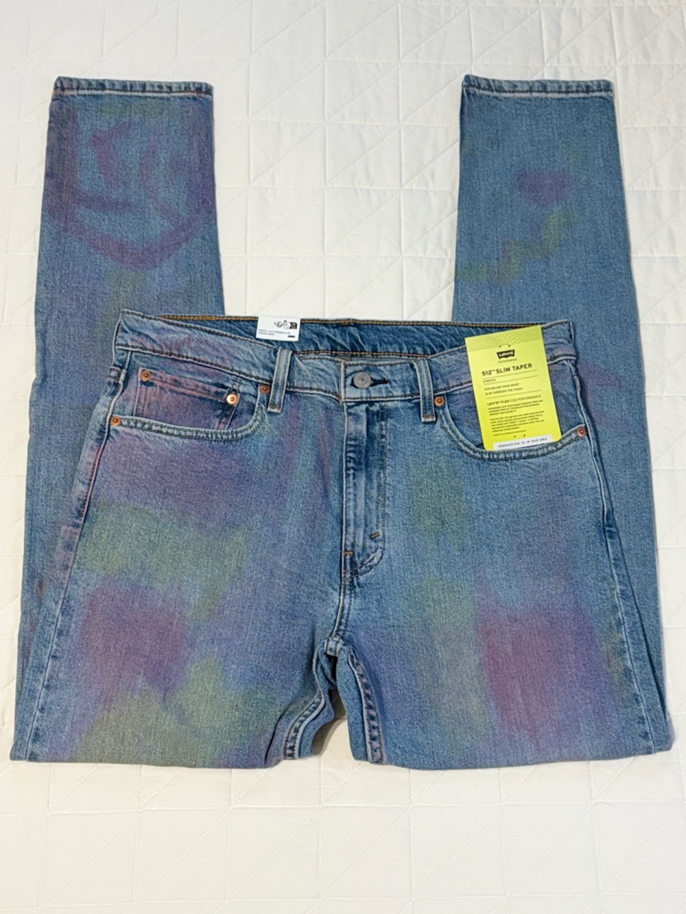 Levi’s 512 Slim Taper NWT Splatter Paint Faded Dye Denim Jeans 33x34